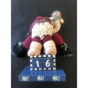 VTG Christmas Extendable Plush Happy Santa Snowman Greeter Advent Countdown
